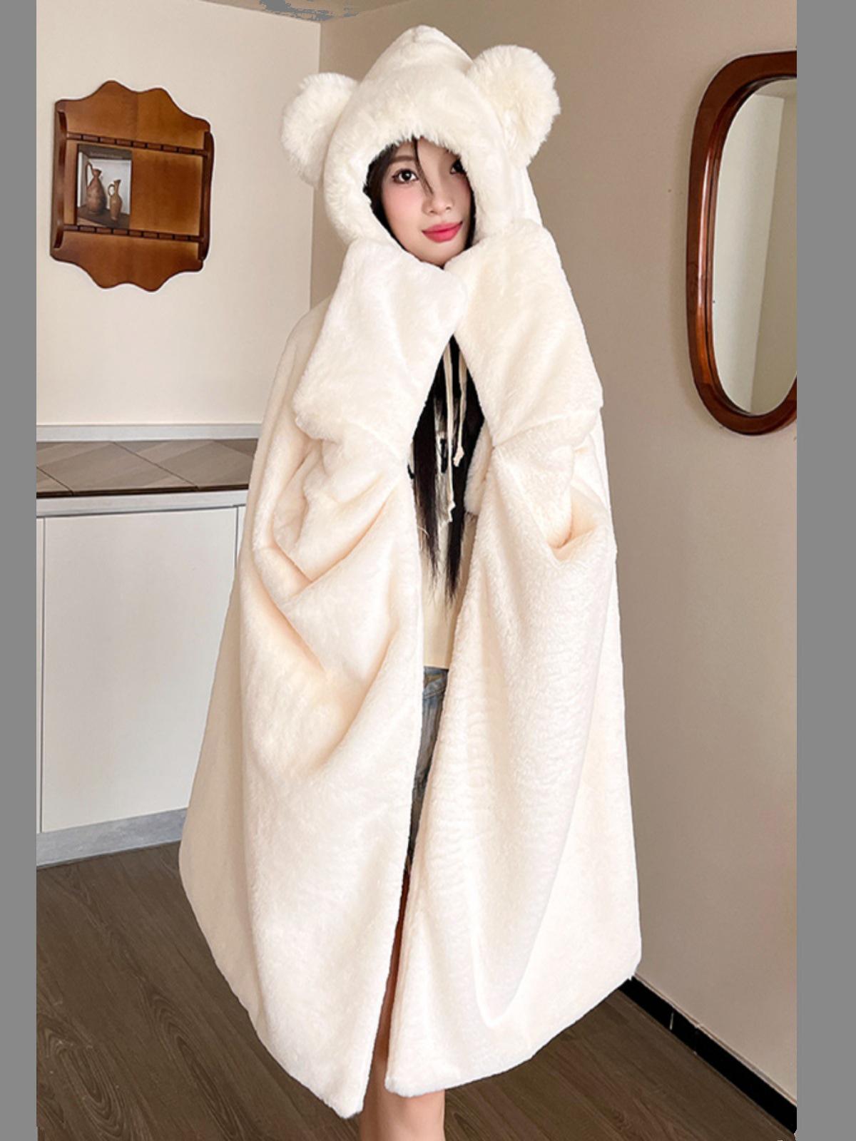 

Двухслойное толстое одеяло-шаль с медвежьим принтом 2024 года – симпатичное одеяло-плащ для дивана на осень и зиму