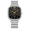 Fashion Ofns Brand Quartz Waterproof Light Luxury Five-hand Disc Five-pin Minimalist Square Moon Phase Men's Steel Watches