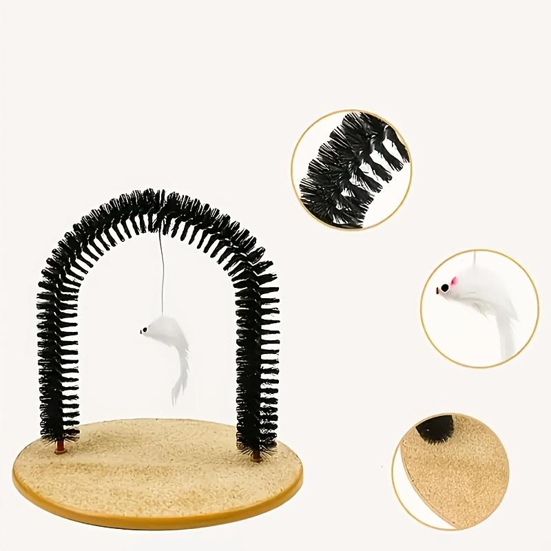 Cat Toy Arch with A Massage Grooming Rubbing Brush Multifunctional Cat Hair Brush Cat Scratching Toy for Cat Kittens Interactive