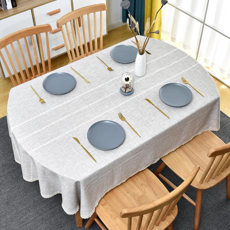 

Fabric Tablecloth Oval Dining Table Cloth Rounded Corners Foldable Retractable Table Cotton And Linen Japanese Small Fresh Coffee Table oval 140*140cm