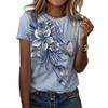 Women's Plus Size Short Sleeve T-shirt Summer Tops Tees For Women Clothes 3D Flower Print Fashion