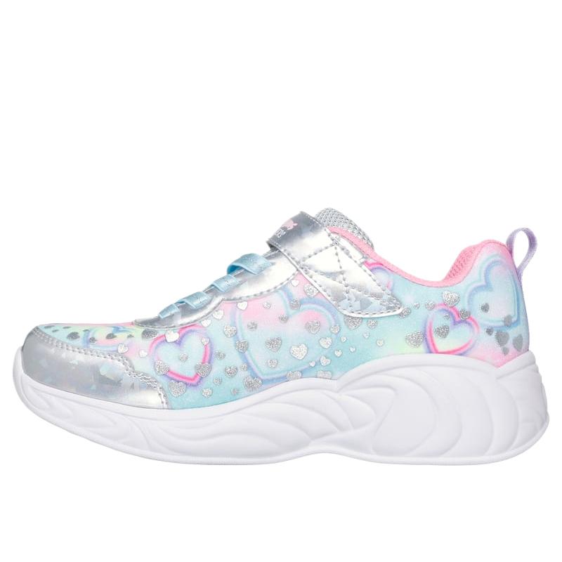 Skechers S-Lights Fashion Comfortable Versatile Simple Low-Top Kids Casual Shoes Kids Sneaker Silver Blue 303063L-SMLT
