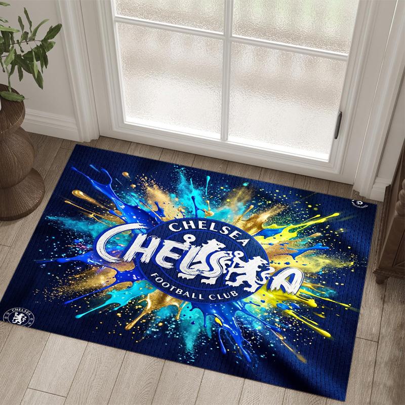 Chelsea FC Design Crystal Velvet Carpet Cozy Non?Slip Printed Rug For Bedroom Living Room Entrance