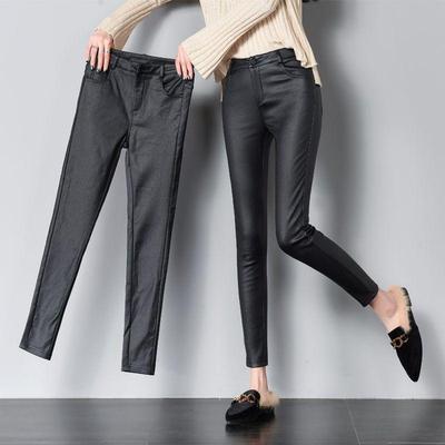 Women's High-Waisted Leather Pants with Fleece for Autumn/Winter 2021 - Matte, Skinny, Long Base Layer  
