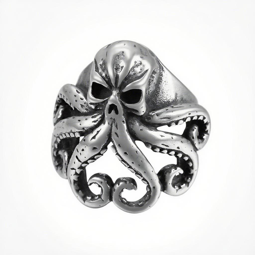 Vintage Punk Style Men's Octopus Tentacle Stainless Steel Ring Unique Accessory