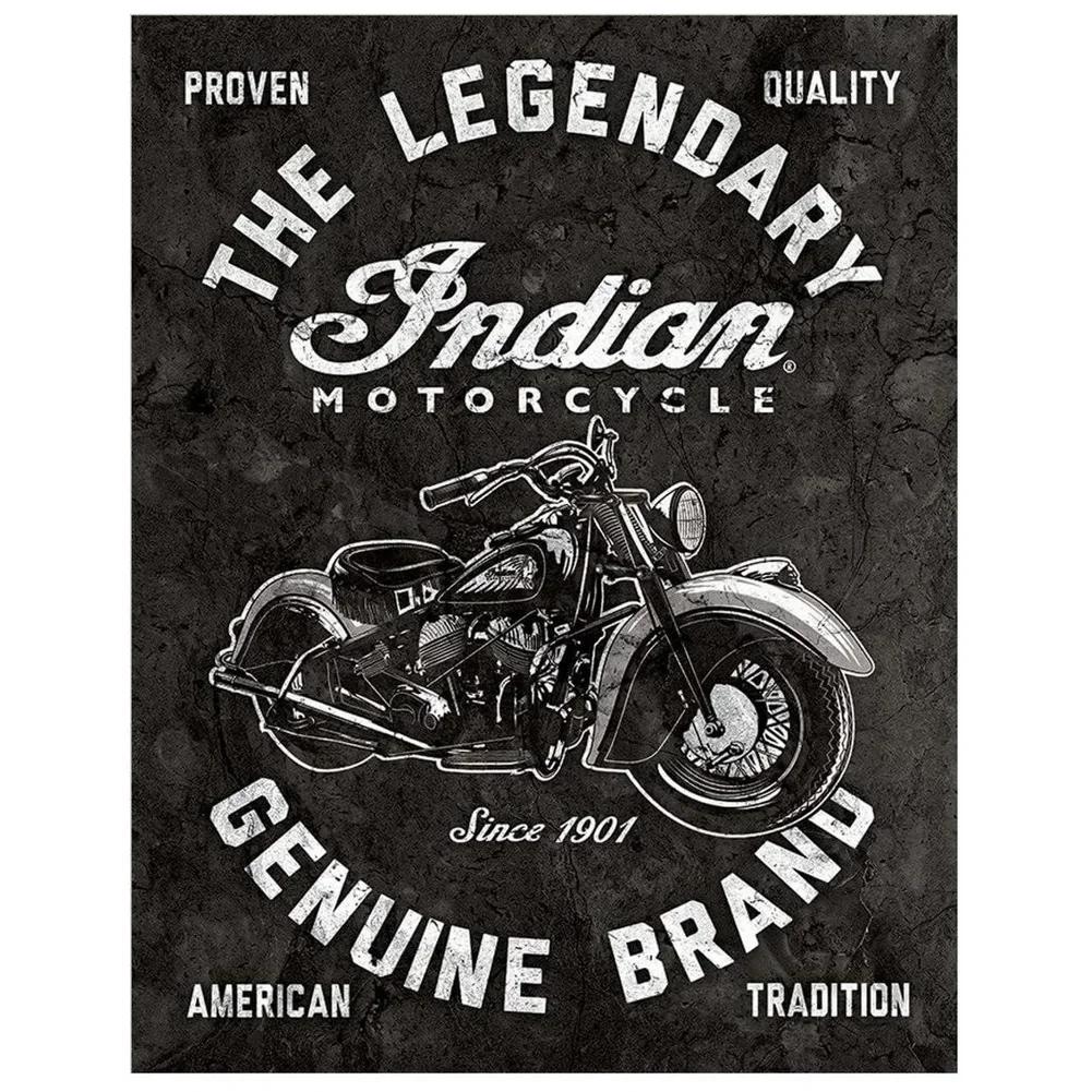 Letrero Metálico Vintage Indian Motorcycle Decoración Garaje Pub 20x30cm