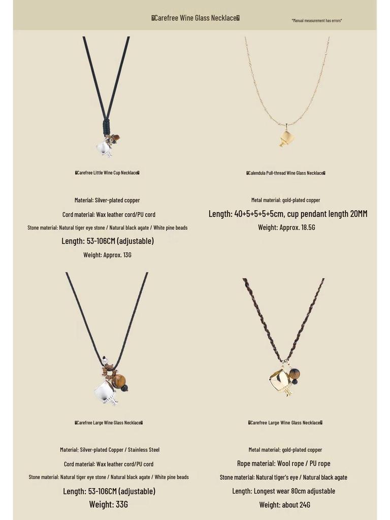 New Retro-Style Wine Glass Necklace Pendant: Versatile, Casual, Elegant Sweater Chain for Women.