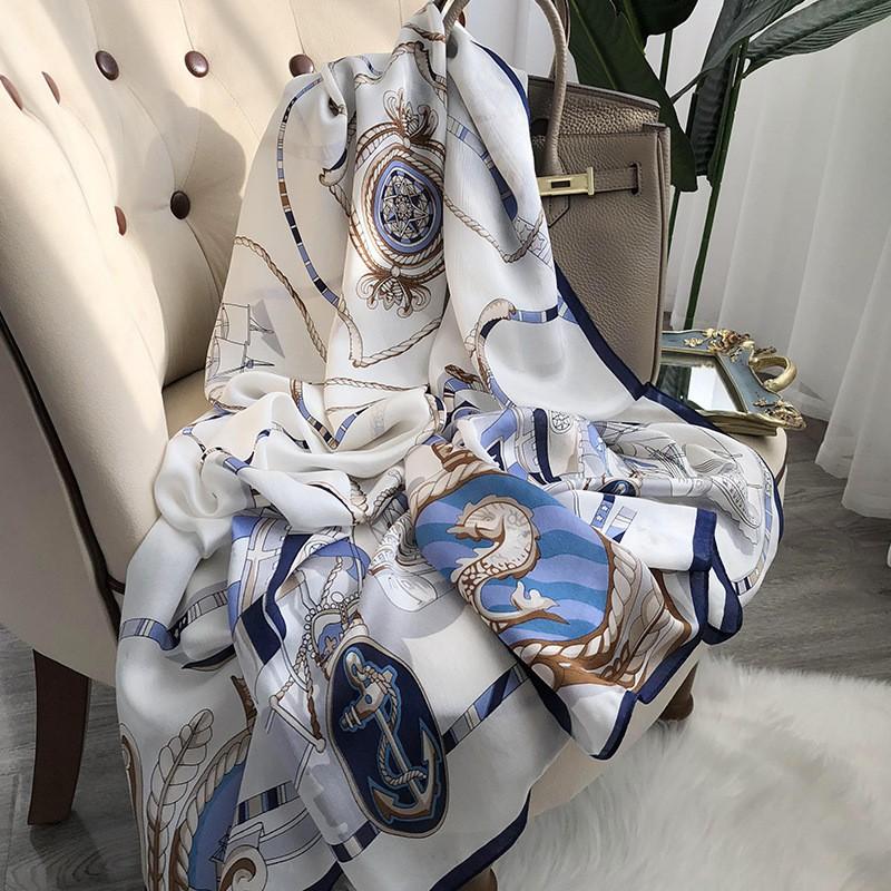 Silk Scarf 100% Mulberry French Style New Chinese Sunscreen Shawl