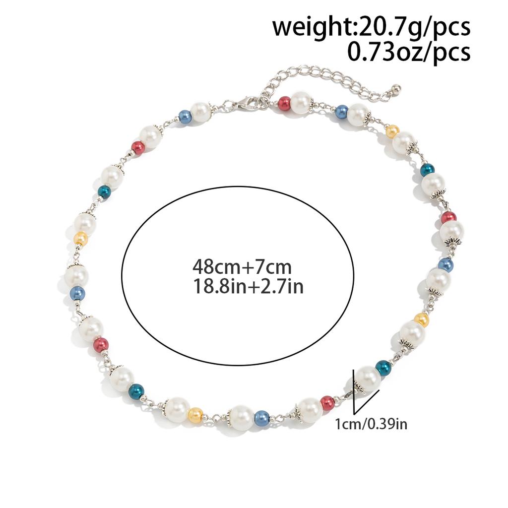 SHIXIN Hip Hop Colourful Beaded Chain Necklace for Men New Fashion Smooth Imitation Pearl Choker Male Jewelry Neck Accessories