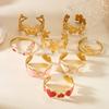 Delicate Pressed Flower Stainless Steel Bracelet for Women Vintage Bow Heart Pattern Dot Bangle Friendship Jewelry Gifts