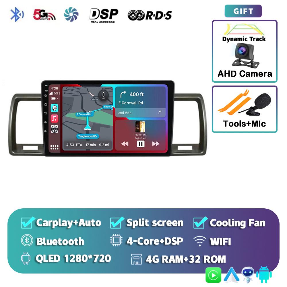 Android 14 Carplay Auto For Toyota Hiace 2004-2019 Car Radio Multimedia Video Player Head Unit GPS Navigation Stereo 2din 2 DIN