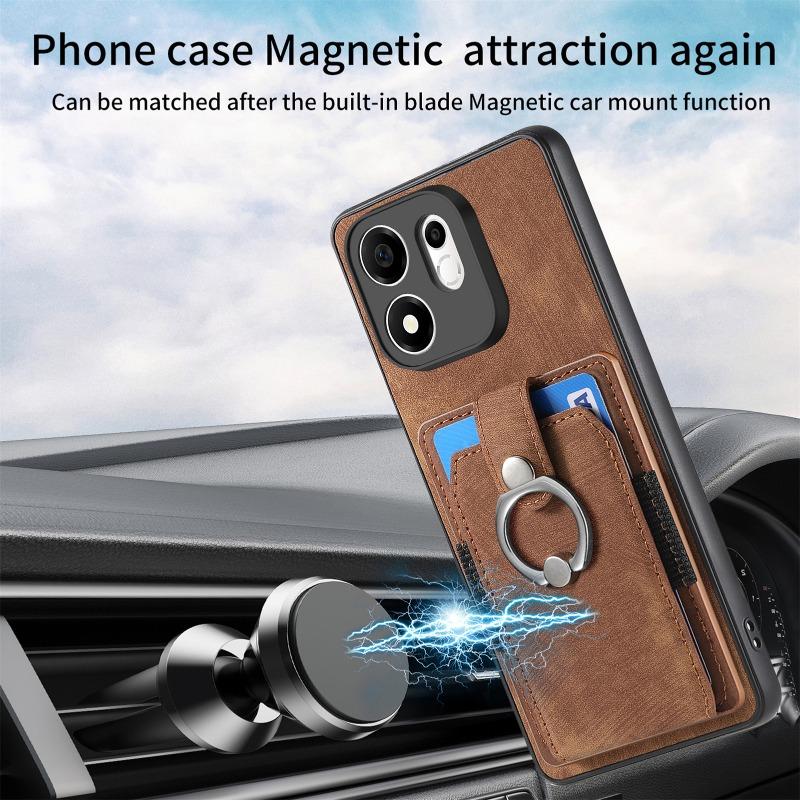 For Huawei Honor 600 Smart Leather Magnetic Wallet Card Slot Ring Holder Case For Honor X7E Plus Shockproof Stand Cover Bumper