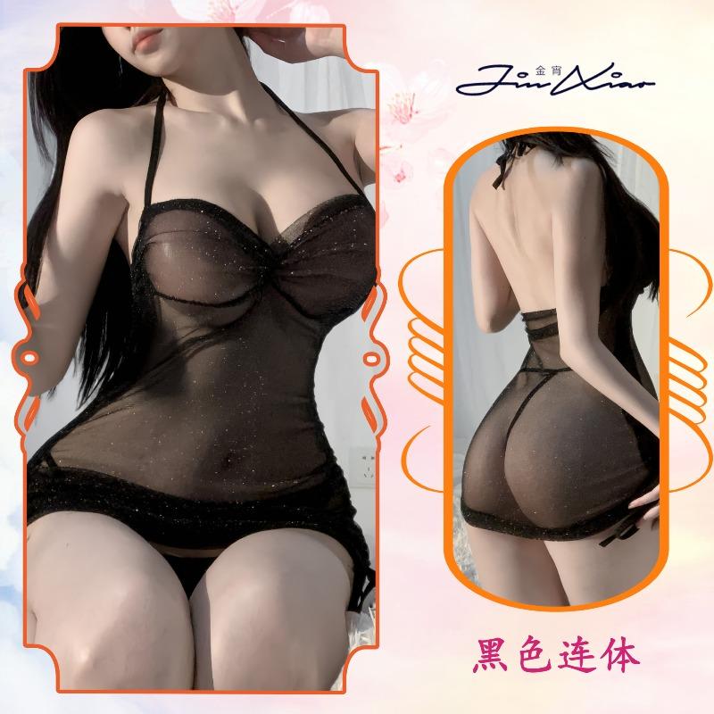 Sexy Underwear New Love Perspective Shiny Nightclub Mesh Yarn Hip Sling Qqny Nightdress Fast Attack Women