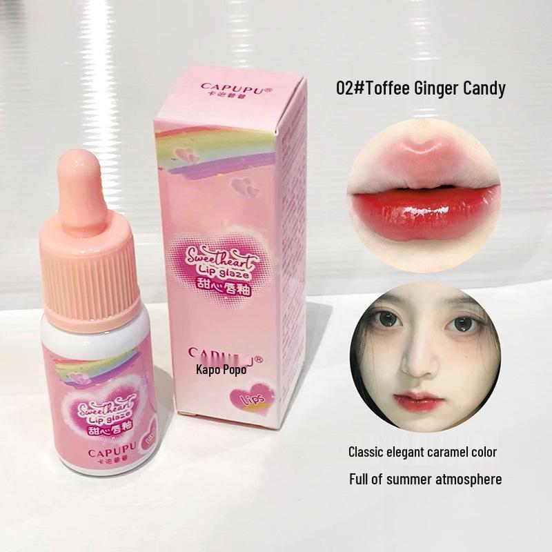 

Capupu Sweetheart Lip Glaze - Mirror Shine, No-Makeup Look Lipstick for Students and Parties.