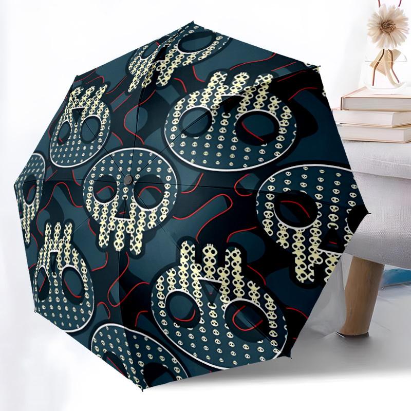 1pc Skull Pattern Automatic Open/Close Umbrella Compact Folding Umbrella, All-Season Portable Umbrella for Women/Men F1124184