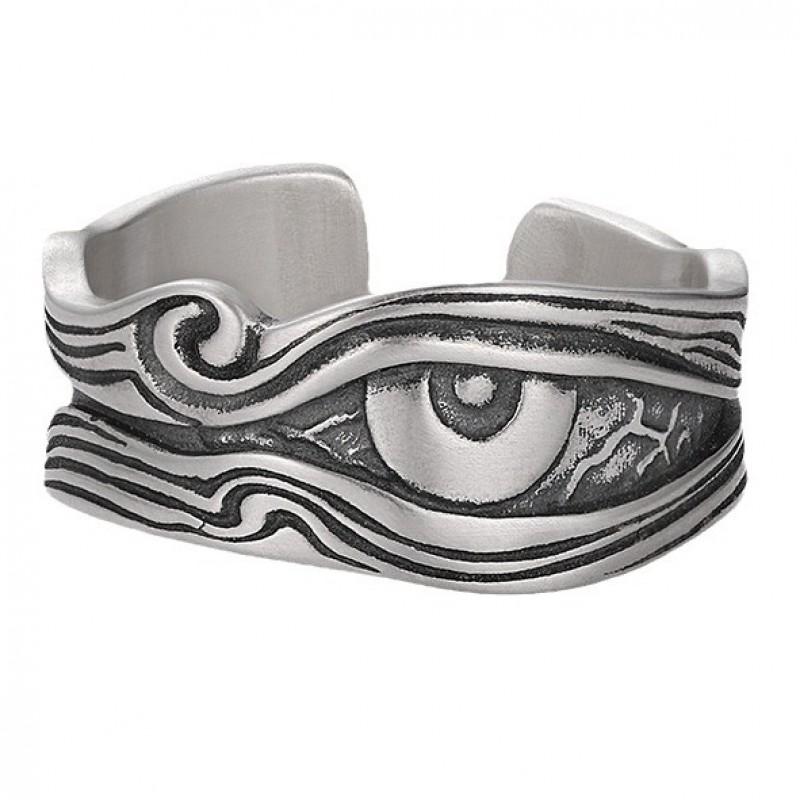 Horus Eye Mens Adjustable Ring Sterling Geometric Vintage Statement Jewelry Unisex Fashion