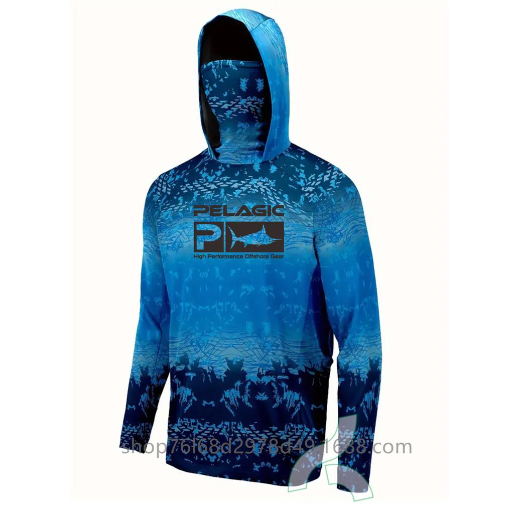 Long Sleeve Fishing Suit Ice Silk Face Towel Hoodie Quick Drying Breathable Sunscreen Thin T-Shirt