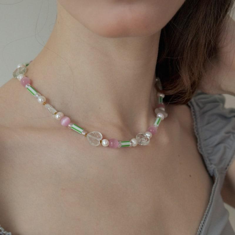 

MERRYMOTIVE Pastel candy color gemstone surgical necklace Free