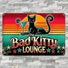 Retro Metal Wall Poster Bad Kitty Lounge Cat Bar Decor