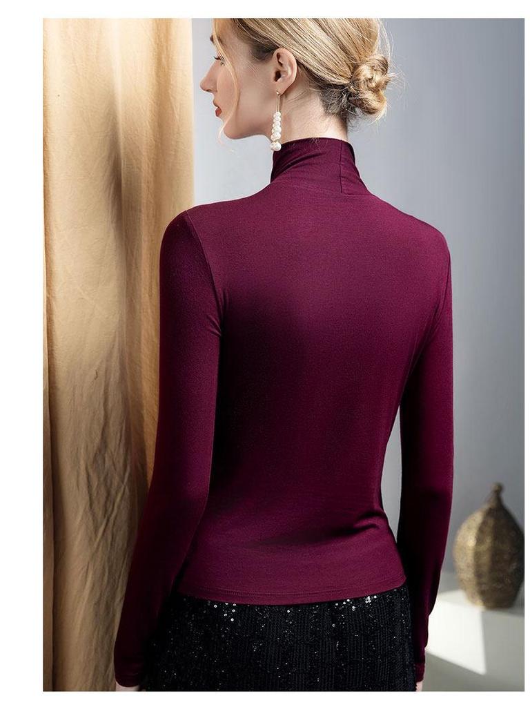 Autumn/Winter 2025 Women's Cross-Neck Long-Sleeve T-Shirt: Designer Chic Base Layer