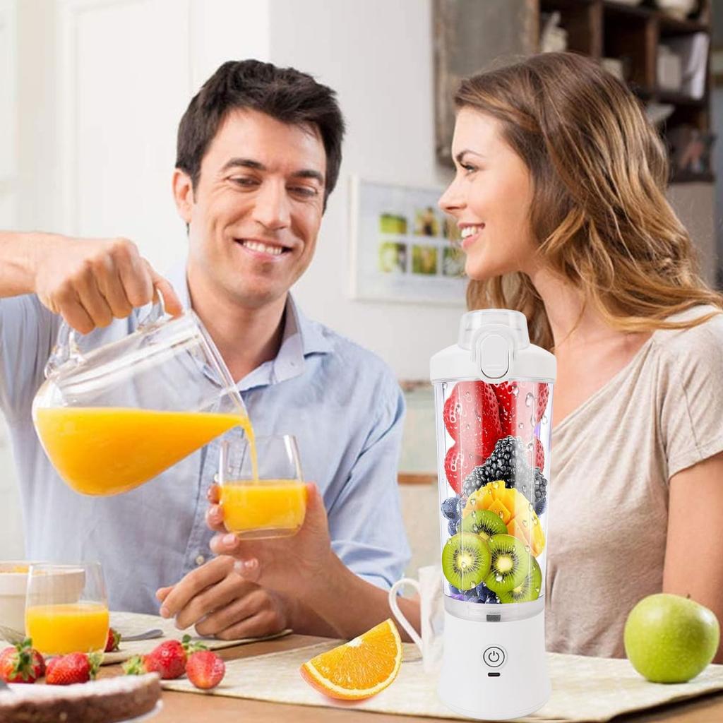 Portable Blender, USB Electric Blender Mini Portable Juicer with Stainless Steel Blades for Blending Mixed Fruits and Vegetables, 600ml