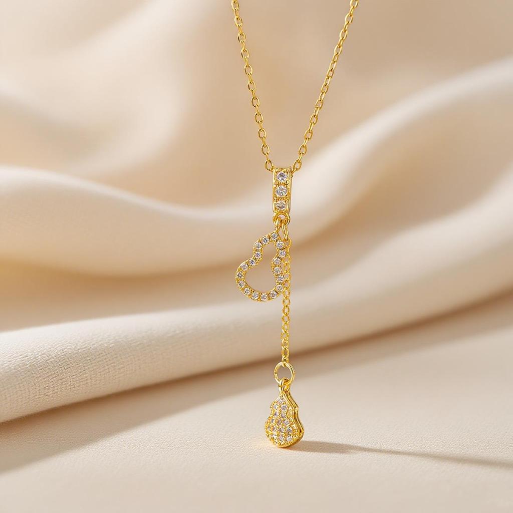 Elegant Light Luxury Zircon Necklace for Women - Gold-Plated, Simple Clavicle Chain