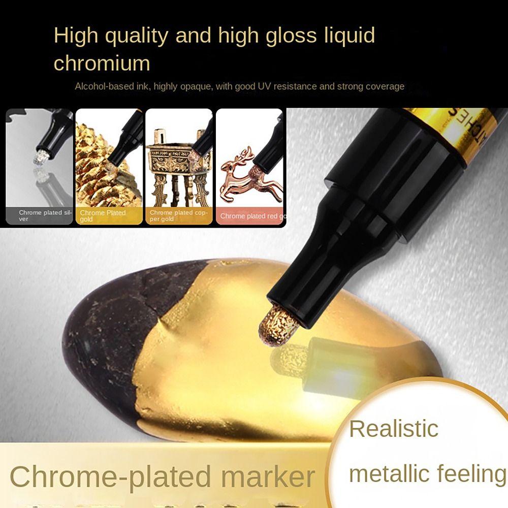 Graffiti Chrome Mirror Marker Pen Gold Silver Touch Up Marker Effective Reflective Paint Pen Car