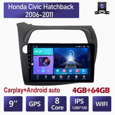 4+64GB For Honda Civic Hatchback 2006-2011 Android Car Radio Stereo Multimedia Video Player Navigation GPS Carplay LHD RHD IPS Screen 4+64GB