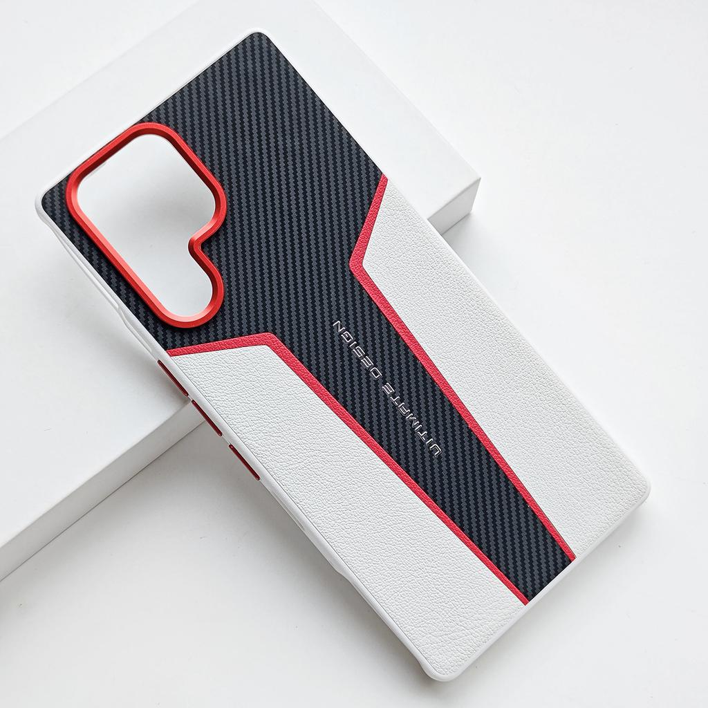 For ZTE Nubia RedMagic 11 Pro and 11 Pro+ Plus Case Metal Alloy Camera Independent Buttons Carbon Fiber Pattern Leather Cover