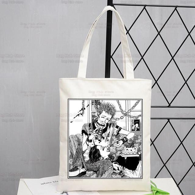 Nana Osaki Anime Women Package Canvas Bag Manga Komatsu Nana Handbags Shoulder Bags Casual Black Stones Shopping Girls Handbag