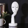 Talos Abstract Contemplative Face Resin Sculpture, Minimalist Hand-on-Chin Bust Statue for Desk Living Room Office, Creative Art Decor Entryway
