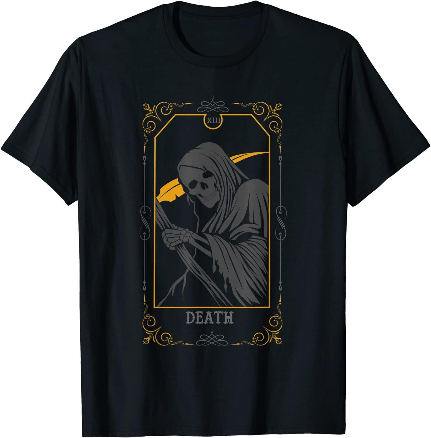 New Limited Death Tarot Card, Grim Reaper Occult Witchcraft T-Shirt S