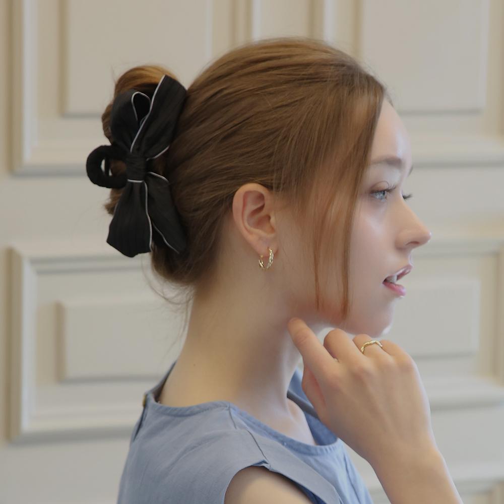 Dieuamour Pleated Ribbon Hair Clip Claw Pin