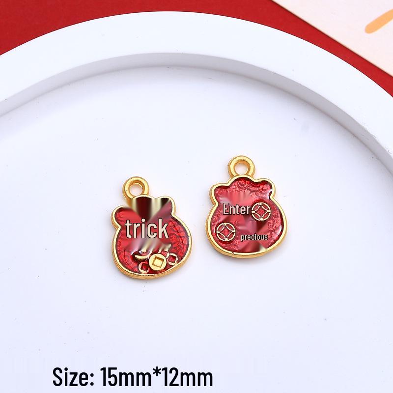 Chinese Style Wealth & Treasures Pendant: Alloy Enamel DIY for Bracelets & Necklaces - New Year Gift