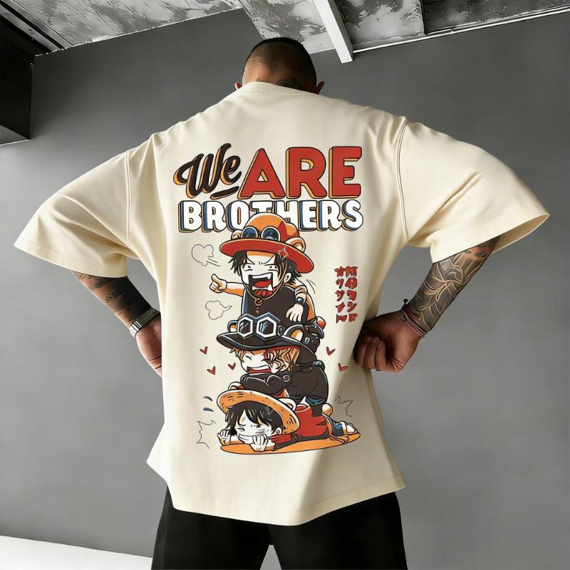 One Piece Ace Luffy Brothers Anime T Shirt Men Women Oversized Cotton Loose Graphic Tee 2026 Summer Streetwear Casual Tops Y2k