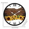 12Inch Wall Clock NonTicking Wood Grain Analog Movement for Living Room, Bedroom, Kitchen Sx1