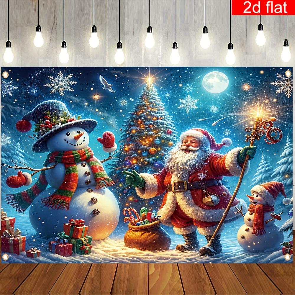 1 piece Christmas themed party banner winter night happy Santa Claus snowman pattern photography background cloth 180X110
