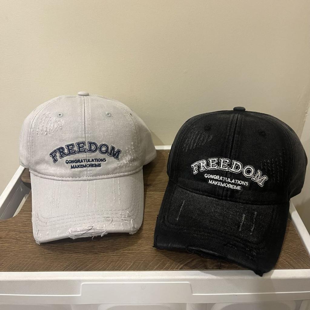 Japanese and Korean Letter Embroidery with Rotten Edges and Casual and Fashionable Versatile Street Soft Top Baseball Cap New Style