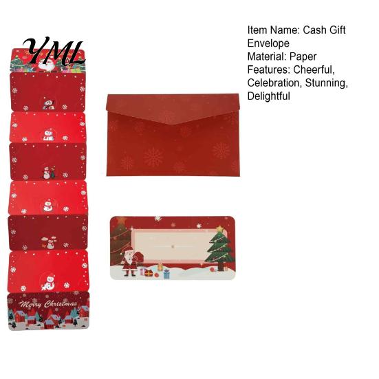 Holiday Money Gift Box Christmas Cash Envelopes, 6 Slots Foldable Holder, DIY Envelope Card Booklet for Xmas Parties, Family Gatherings Greeting