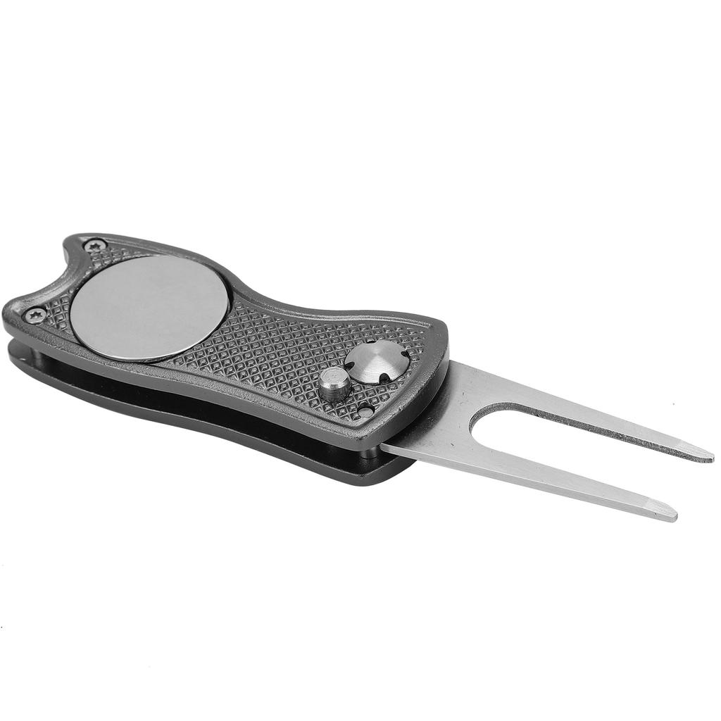 Stainless Steel Golf Pitchfork Foldable Golf Divot Tool Switchblade Tool Divot Repair ToolGray