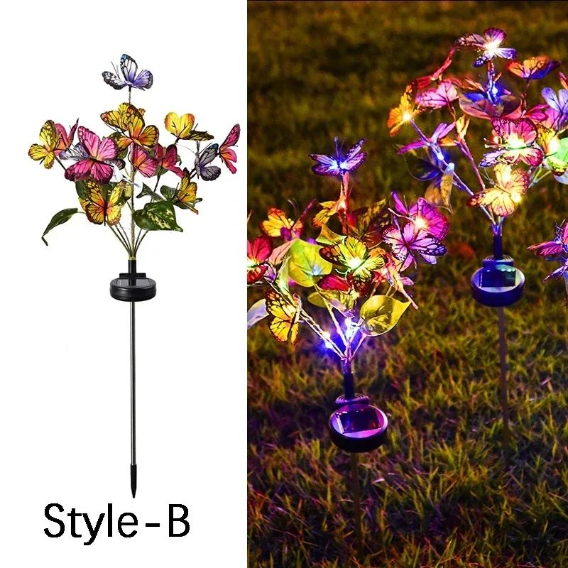 Simulation Butterfly Sunflower Outdoor Solar Light LED Lawn Lamp Home Garden Sunmmer Landscape Christmas Wedding Fairy Lights