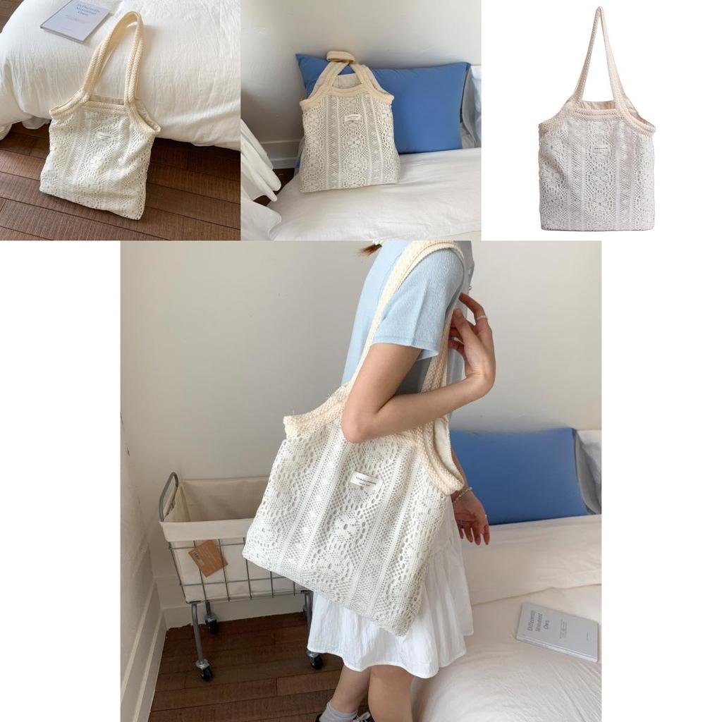 Borsa estiva in pizzo da donna con design traforato e stile casual per l'uso quotidiano