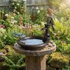 Water Pump Shape Birdbath Weather Resistant Bird Food Pot Decorative Bird Feeder Table Decor