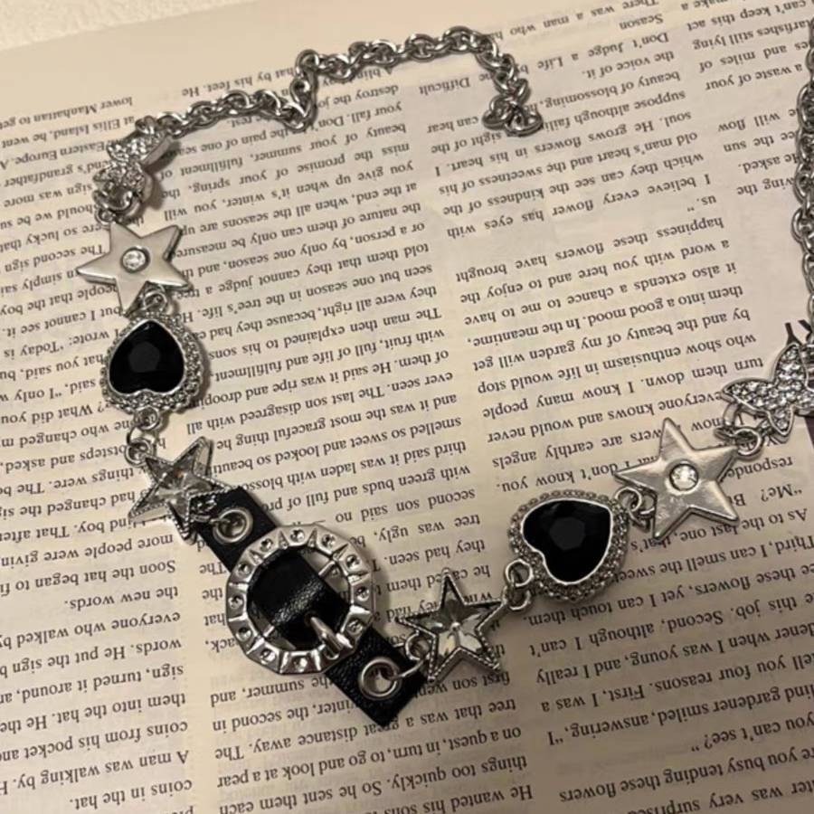 

Y2K Черный бриллиант Панк Чокер Ожерелье Милый Крутой Spice Girl Субкультура Шахтный Департамент Готика Тяжелая промышленность Меньшинство Дизайн Азия One Size чёрный