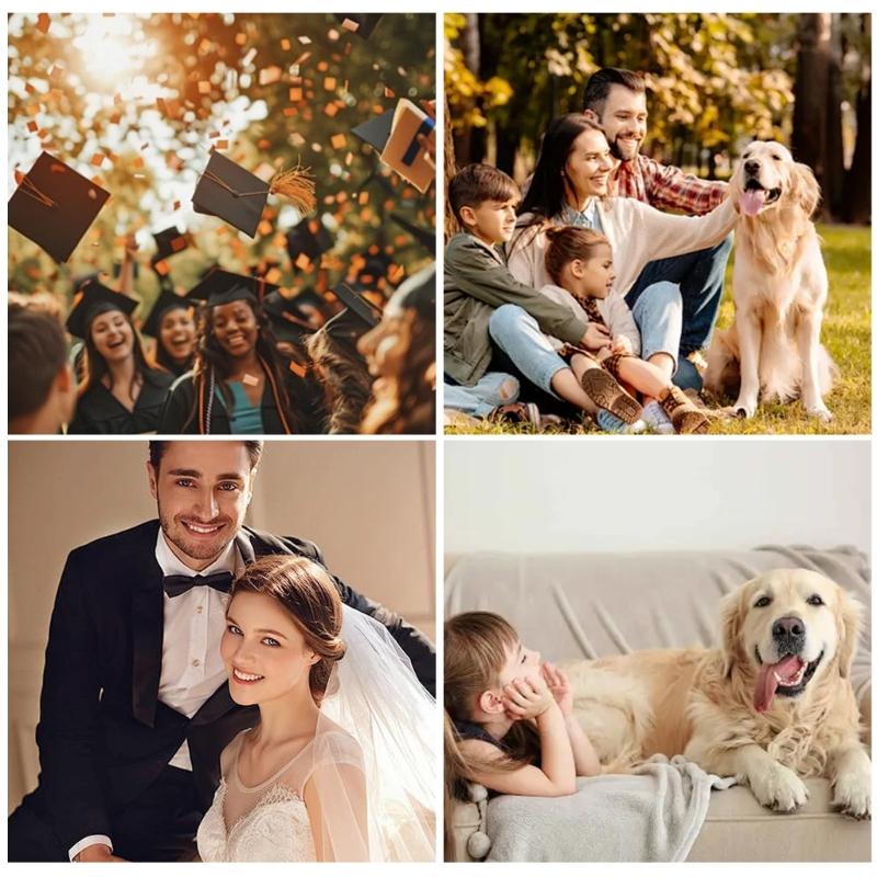 Rotating 4x6'' Photo Frame with Heart Shape Pendant Double Sided Picture Holder for Couple Wedding Engagement Gift