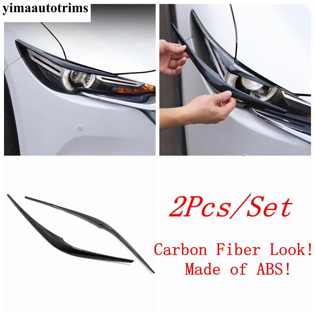 Front Head Light Eyebrow Strip / Rear Lamp Eyelid Decoration Cover Trim Carbon Fiber Accessories For Mazda CX-5 CX5 2017 -