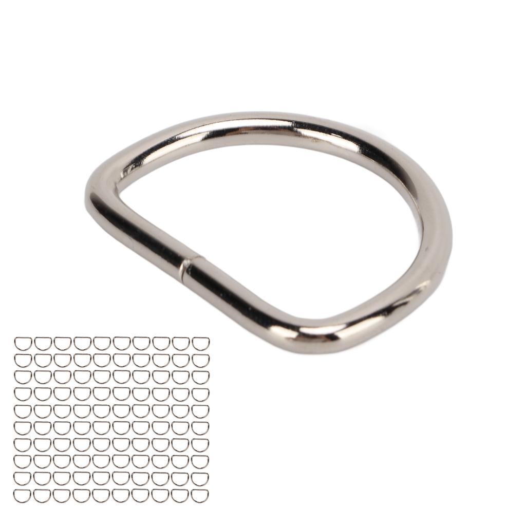 100 st Metall D-ringar Kraftig Hundhalsband D-formade Klämmor för Husdjur Bagage Bröstrem