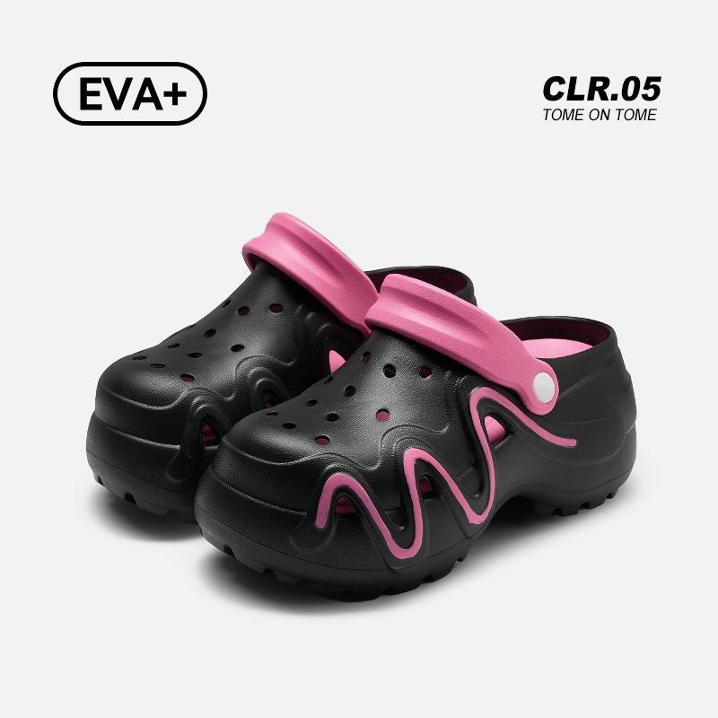 Hole Shoes Women's Fashion Versatile Summer New Wear Non-slip Beach Sandals Heightened Thick-soled Bag Head Slippers