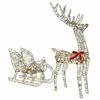 Reindeer Pulling Sleigh Warm White 70 X 26 X 129 Cm Rattan