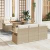 VidaXL 6-Piece Garden Sofa Set with Cushions Beige Poly Rattan Acacia 3349273
